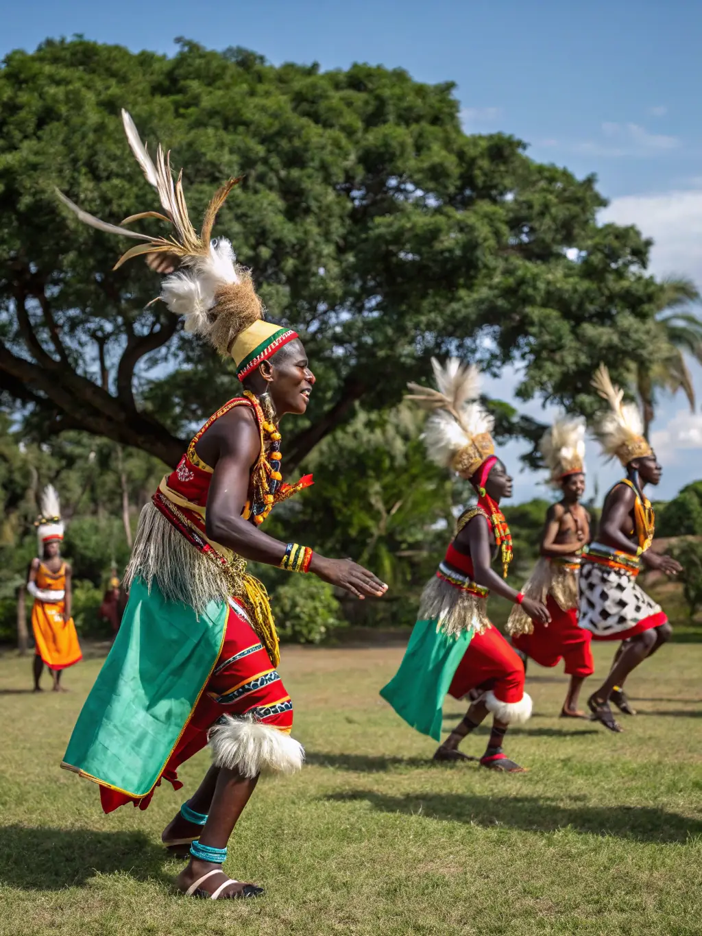 A captivating image of a local Malagasy cultural performance, showcasing traditional music, dance, and attire.