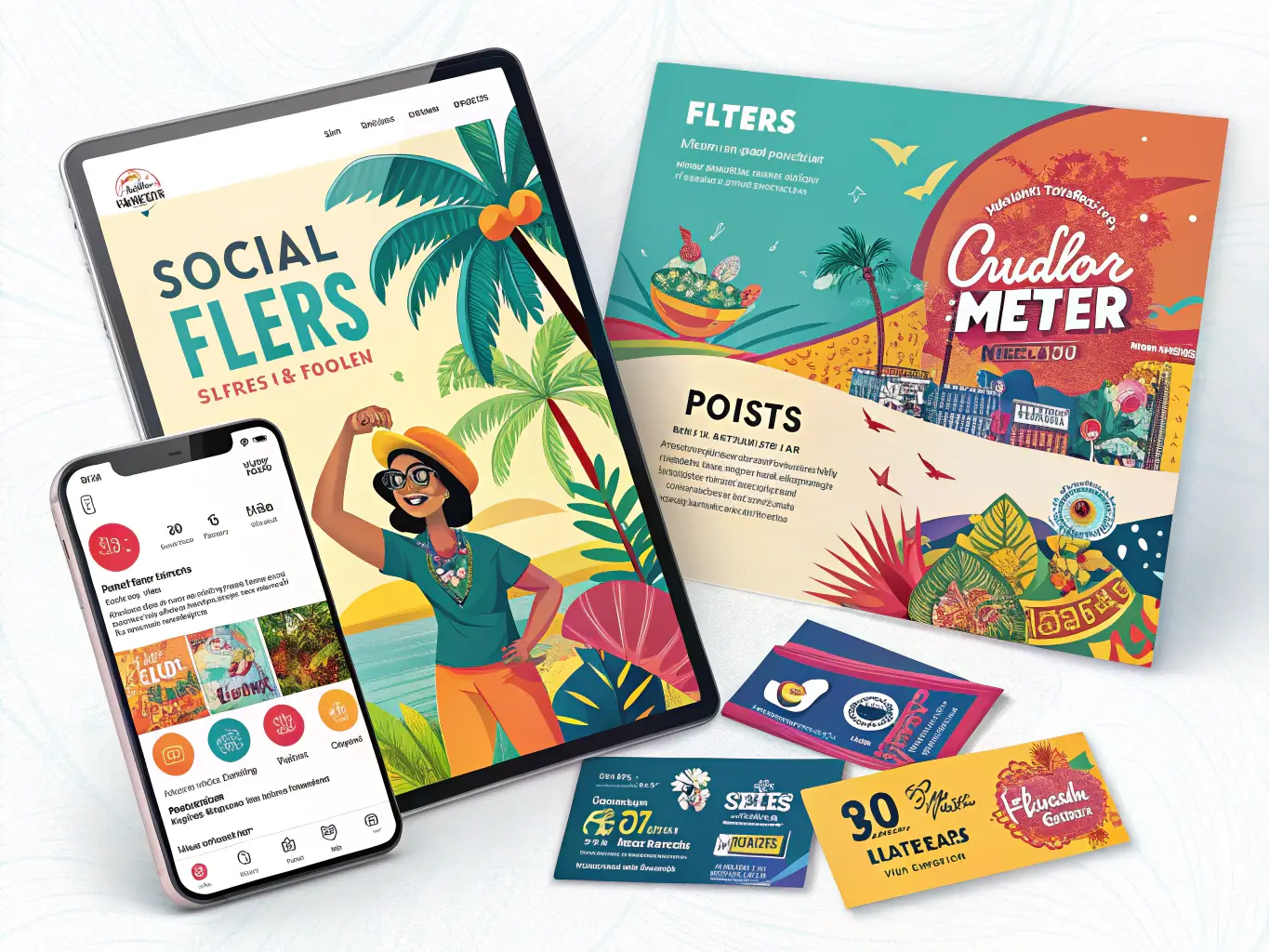 A visually appealing graphic illustrating the various marketing resources provided by Cactus Tours Madagascar, such as brochures, social media templates, and promotional videos, designed to help partners attract more clients.